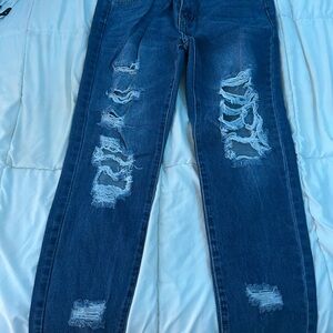 GOGO Distressed Dark Blue Skinny Jeans